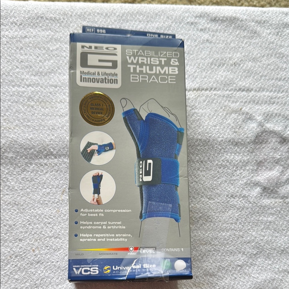 Blue Wrist and Thumb Support Brace